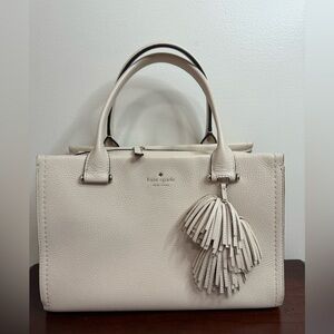 Kate Spade Cream structured Satchel with Tassel medium size EUC